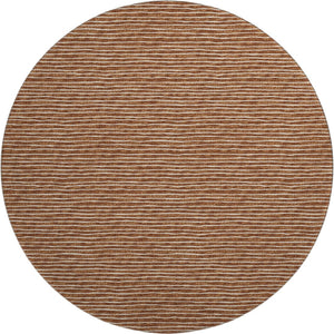 HomeRoots 8' Washable Round Rug in Rust and Ivory Stripes with UV Protection for Busy Homes - Durable & Stylish! 645202