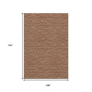 HomeRoots 9' X 12' Washable Rust and Ivory Striped Area Rug with UV Protection for High-Traffic Spaces 645204