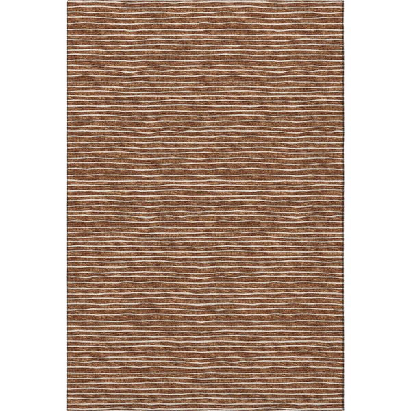 HomeRoots 10' X 14' Stylish Rust and Ivory Striped Area Rug – Washable, UV Protected, Perfect for High-Traffic Spaces 645205