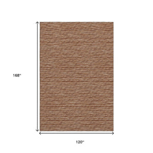HomeRoots 10' X 14' Stylish Rust and Ivory Striped Area Rug – Washable, UV Protected, Perfect for High-Traffic Spaces 645205
