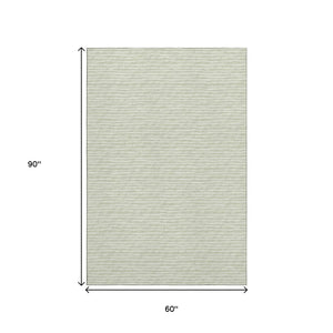 HomeRoots 5' X 8' Light Gray Striped Area Rug - Washable, UV-Protected, Durable Design for Modern Spaces 645207