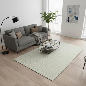 HomeRoots 5' X 8' Light Gray Striped Area Rug - Washable, UV-Protected, Durable Design for Modern Spaces 645207