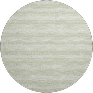 HomeRoots 8' Light Gray and Ivory Striped Round Washable Rug - Durable, UV Protected, Perfect for Busy Homes! 645208
