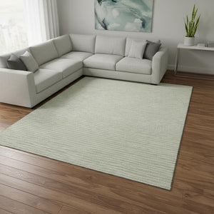 HomeRoots 9' Light Gray and Ivory Striped Washable Area Rug with UV Protection for Stylish Living Spaces 645210