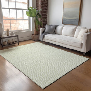 HomeRoots 10' Light Gray & Ivory Striped Washable Area Rug with UV Protection - Ideal for High-Traffic Spaces! 645211