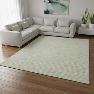 HomeRoots 10' Light Gray & Ivory Striped Washable Area Rug with UV Protection - Ideal for High-Traffic Spaces! 645211