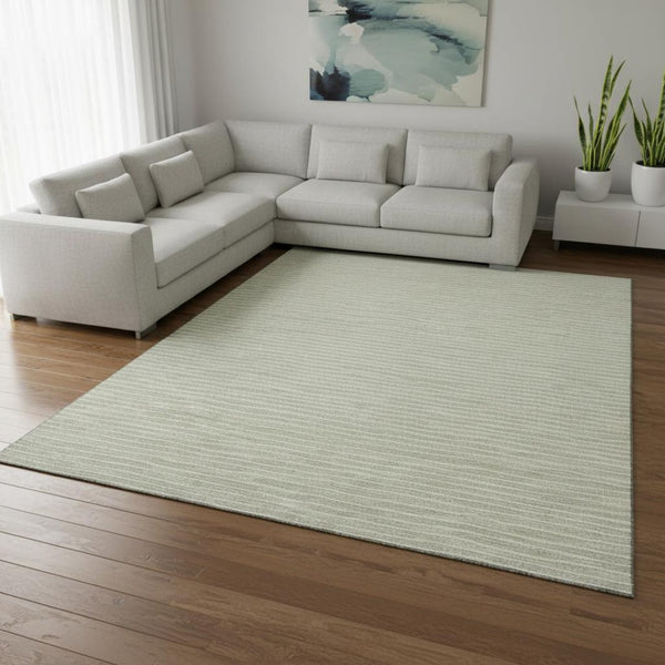 HomeRoots 10' Light Gray & Ivory Striped Washable Area Rug with UV Protection - Ideal for High-Traffic Spaces! 645211
