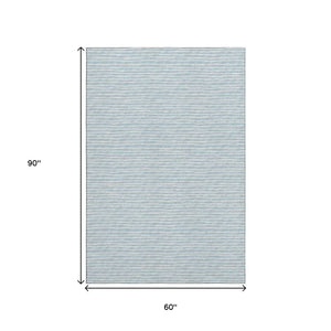 HomeRoots 5' X 8' Sky Blue & Ivory Striped Washable Rug - UV Protected, Stain-Resistant, Easy-Care Design! 645213