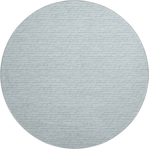 HomeRoots 8' Sky Blue Ivory Striped Round Rug - Washable, UV Protected, Stain Resistant for Homes with Pets & Kids 645214