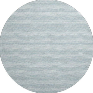 HomeRoots 8' Sky Blue Ivory Striped Round Rug - Washable, UV Protected, Stain Resistant for Homes with Pets & Kids 645214