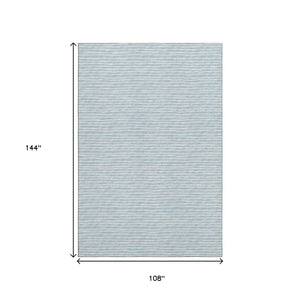 HomeRoots 9' X 12' Sky Blue & Ivory Striped Area Rug - Washable, UV-Protected, Stain-Resistant, Durable Design! 645216