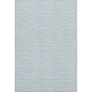 HomeRoots 9' X 12' Sky Blue & Ivory Striped Area Rug - Washable, UV-Protected, Stain-Resistant, Durable Design! 645216