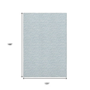 HomeRoots 10' X 14' Sky Blue Ivory Striped Area Rug – Stylish, Stain-Resistant, UV-Protected for Family Homes 645217