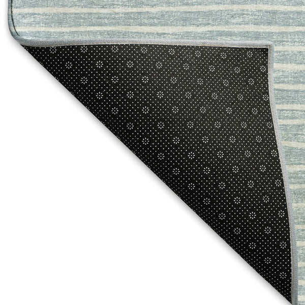 HomeRoots 10' X 14' Sky Blue Ivory Striped Area Rug – Stylish, Stain-Resistant, UV-Protected for Family Homes 645217