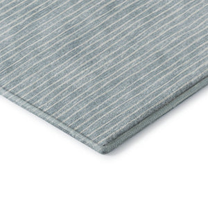 HomeRoots 10' X 14' Sky Blue Ivory Striped Area Rug – Stylish, Stain-Resistant, UV-Protected for Family Homes 645217