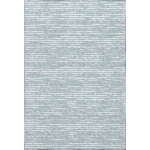 HomeRoots 10' X 14' Sky Blue Ivory Striped Area Rug – Stylish, Stain-Resistant, UV-Protected for Family Homes 645217