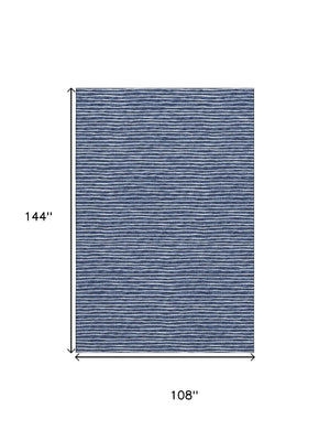HomeRoots 9' X 12' Navy Blue Striped Area Rug - Washable, Stain-Resistant, UV Protected for Stylish Spaces 645222