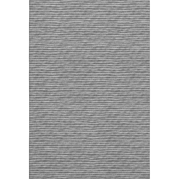 HomeRoots 5' Gray and Ivory Striped Area Rug - Washable, UV-Protected, Stain-Resistant for Family Living Spaces 645225