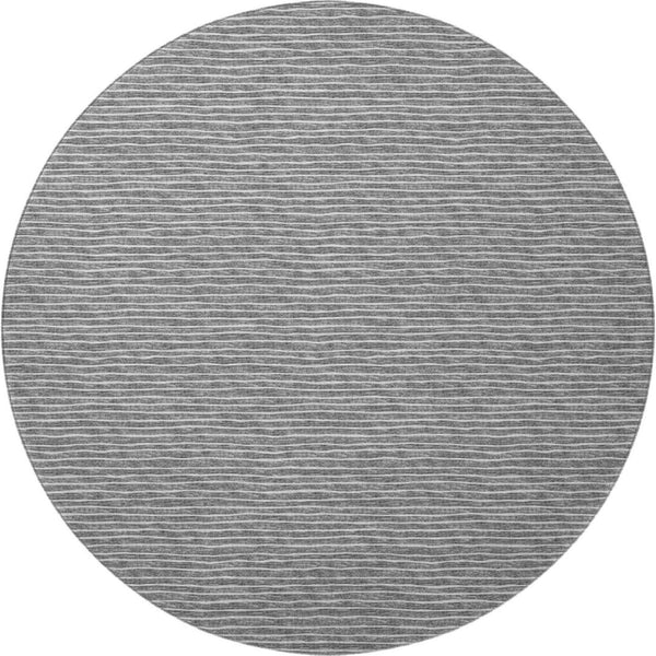 HomeRoots 8' Gray and Ivory Striped Round Rug - UV Protected, Machine Washable for Easy Care & Family-Friendly Use 645226