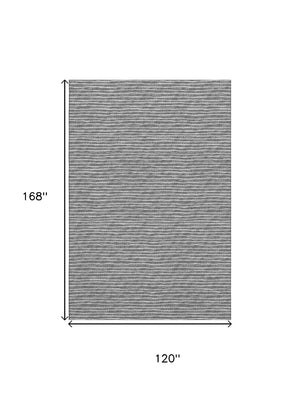HomeRoots 10' X 14' Gray and Ivory Striped Area Rug - Washable, UV-Protected, Stain-Resistant, Durable Comfort 645229
