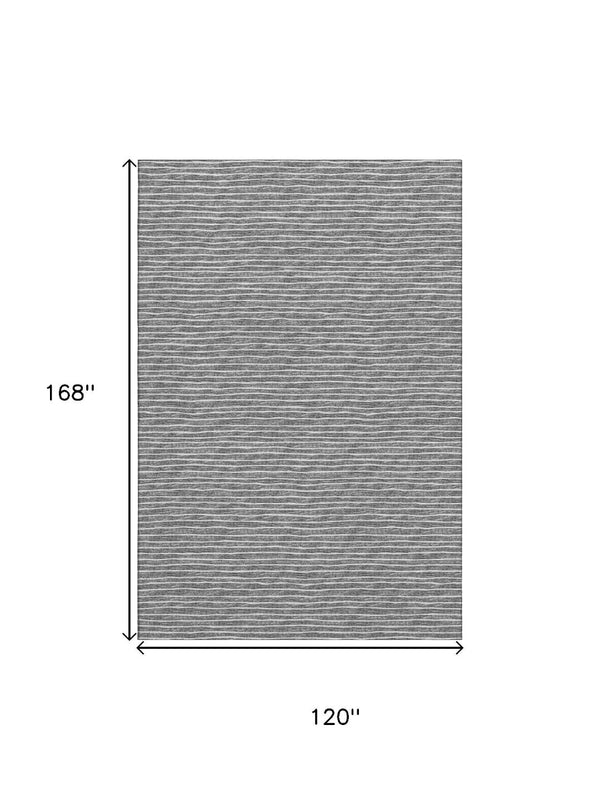 HomeRoots 10' X 14' Gray and Ivory Striped Area Rug - Washable, UV-Protected, Stain-Resistant, Durable Comfort 645229