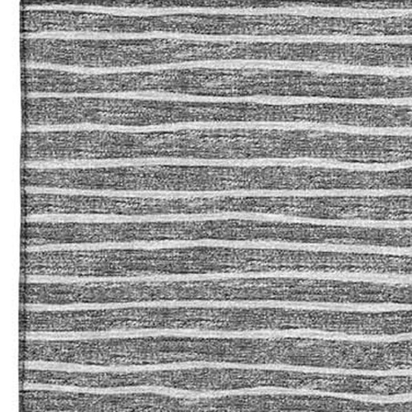 HomeRoots 10' X 14' Gray and Ivory Striped Area Rug - Washable, UV-Protected, Stain-Resistant, Durable Comfort 645229