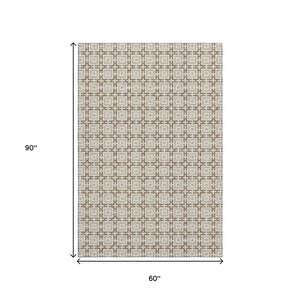 HomeRoots 5' X 8' Taupe and Beige Geometric Area Rug – Washable, Stain-Resistant, UV Protected for Modern Spaces 645243