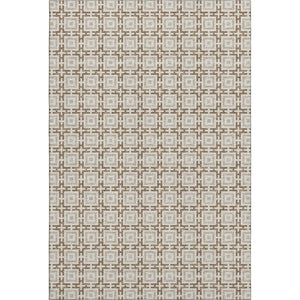 HomeRoots 5' X 8' Taupe and Beige Geometric Area Rug – Washable, Stain-Resistant, UV Protected for Modern Spaces 645243