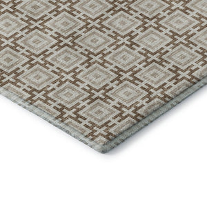 HomeRoots 5' X 8' Taupe and Beige Geometric Area Rug – Washable, Stain-Resistant, UV Protected for Modern Spaces 645243
