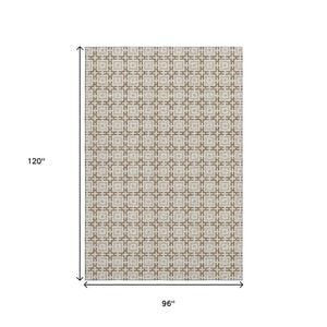 HomeRoots 8' X 10' Washable Taupe & Beige Geometric Area Rug - Stain Resistant, UV Protected, Kid & Pet Friendly! 645245