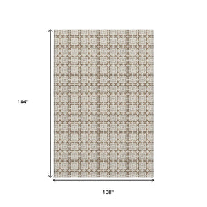 HomeRoots 9' X 12' Taupe & Beige Geometric Area Rug - Washable, UV-Protected, Durable for High-Traffic Spaces 645246