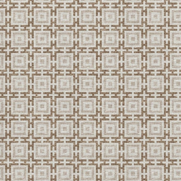HomeRoots 9' X 12' Taupe & Beige Geometric Area Rug - Washable, UV-Protected, Durable for High-Traffic Spaces 645246