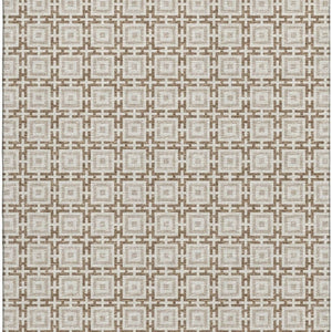HomeRoots 9' X 12' Taupe & Beige Geometric Area Rug - Washable, UV-Protected, Durable for High-Traffic Spaces 645246