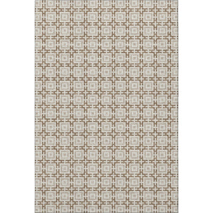 HomeRoots 10' X 14' Taupe & Beige Geometric Washable Area Rug with UV Protection for Stylish Living Spaces 645247