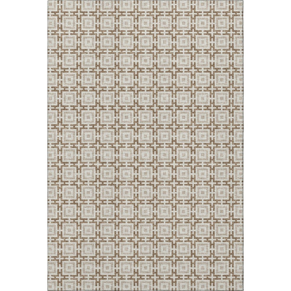 HomeRoots 10' X 14' Taupe & Beige Geometric Washable Area Rug with UV Protection for Stylish Living Spaces 645247