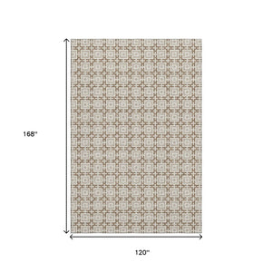HomeRoots 10' X 14' Taupe & Beige Geometric Washable Area Rug with UV Protection for Stylish Living Spaces 645247
