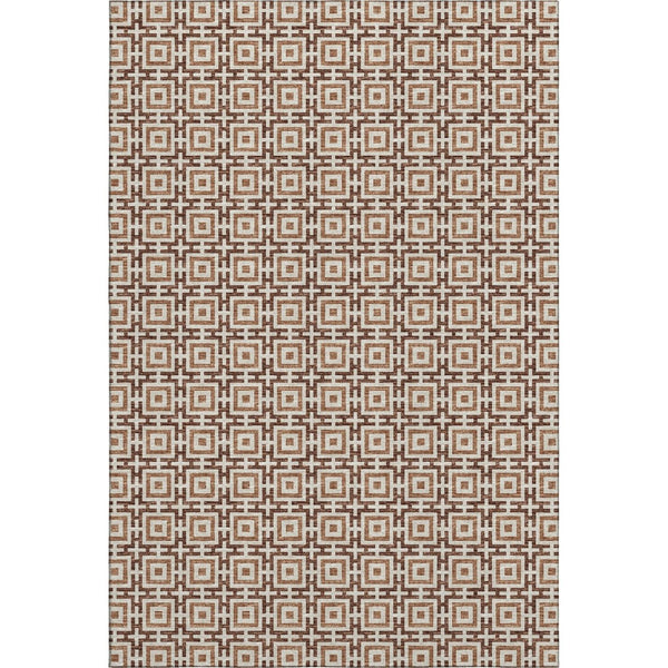 HomeRoots 8' X 10' Geometric Area Rug in Rust and Beige – Washable, UV Protected, Durable for High-Traffic Areas 645251