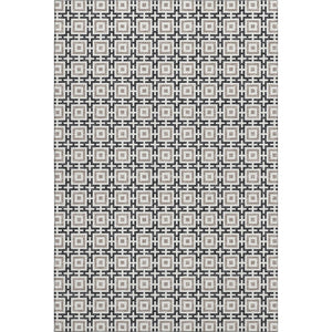 HomeRoots 5' X 8' Black and Ivory Geometric Area Rug - Washable, UV Protected, Durable for High Traffic Homes 645255
