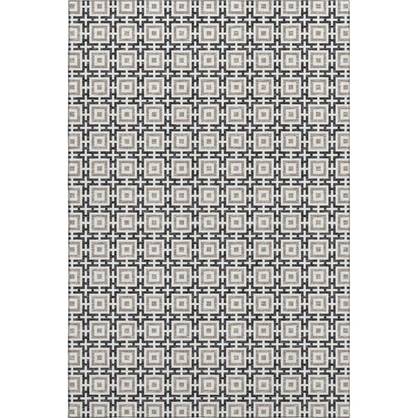 HomeRoots 5' X 8' Black and Ivory Geometric Area Rug - Washable, UV Protected, Durable for High Traffic Homes 645255