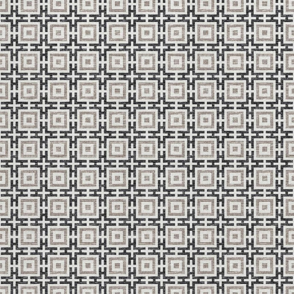 HomeRoots 5' X 8' Black and Ivory Geometric Area Rug - Washable, UV Protected, Durable for High Traffic Homes 645255