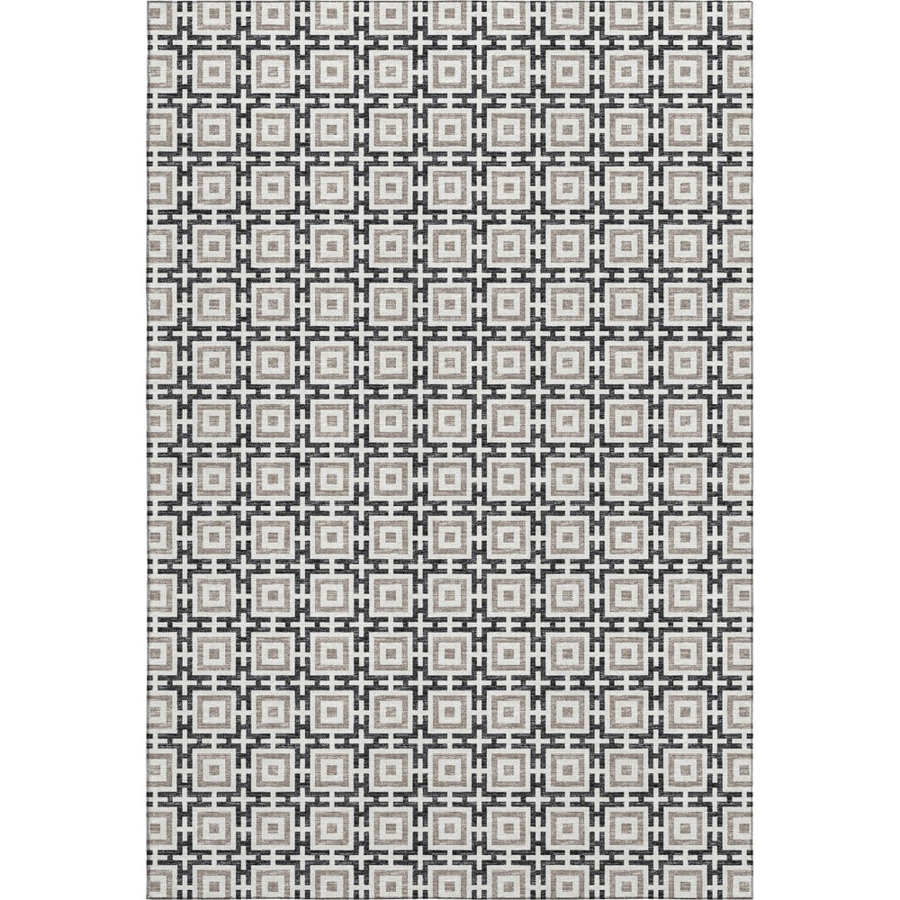 HomeRoots 9' X 12' Modern Black and Ivory Geometric Area Rug - Washable, Stain Resistant, UV Protected Design 645258