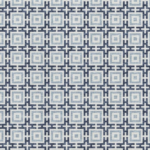 HomeRoots 5' X 8' Navy Blue and Ivory Geometric Area Rug - Machine Washable, UV Protected for Modern Homes 645267