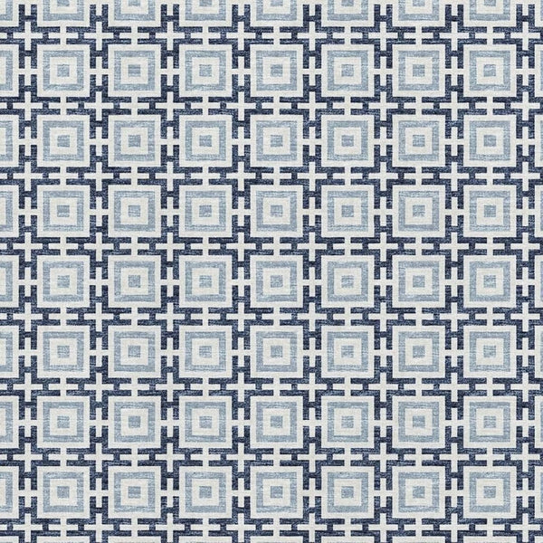 HomeRoots 5' X 8' Navy Blue and Ivory Geometric Area Rug - Machine Washable, UV Protected for Modern Homes 645267