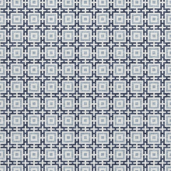 HomeRoots 5' X 8' Navy Blue and Ivory Geometric Area Rug - Machine Washable, UV Protected for Modern Homes 645267