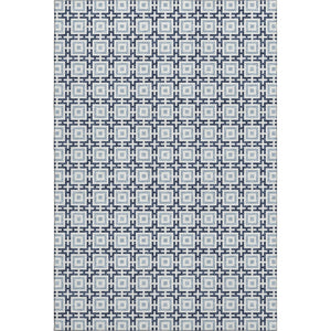HomeRoots 9' X 12' Navy Blue & Ivory Geometric Area Rug - Stylish, Washable, UV & Stain Resistant for Easy Care 645270