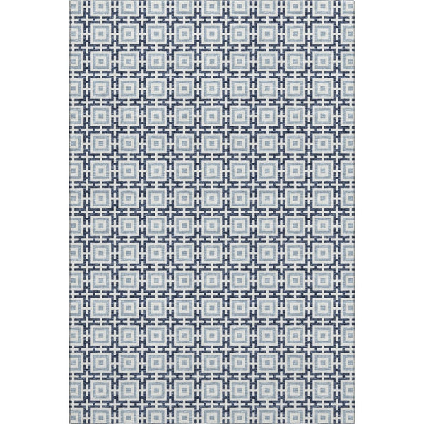 HomeRoots 10' Navy Blue & Ivory Geometric Area Rug - Washable, UV Protected, Durable Design for Busy Homes 645271