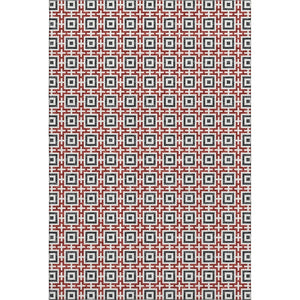 HomeRoots 8' X 10' Geometric Area Rug in Red, Black & Ivory – Washable, UV Protected, Pet-Friendly Design! 645275