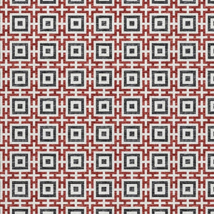 HomeRoots 9' X 12' Geometric Area Rug in Red, Black & Ivory – Washable, UV Protected, Perfect for High Traffic Areas! 645276