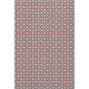 HomeRoots 10' Washable Geometric Area Rug in Red, Black & Ivory – UV Protected, Durable & Stylish for Any Space 645277