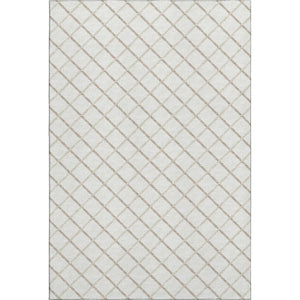 HomeRoots 5' X 8' Ivory and Taupe Geometric Area Rug - Washable, UV Protected, Stain Resistant for Modern Spaces 645279